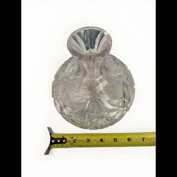 Vintage Crystal Carafe Vintage Vase Diamond Zipper Cut Decanter Clear - Picture 3 of 11